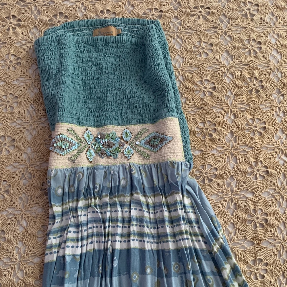 Skemo Teal and Blue Patterned Dress